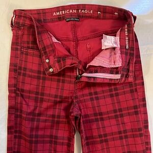 AEO Red Plaid Hi-Rise Jegging - Size 8R